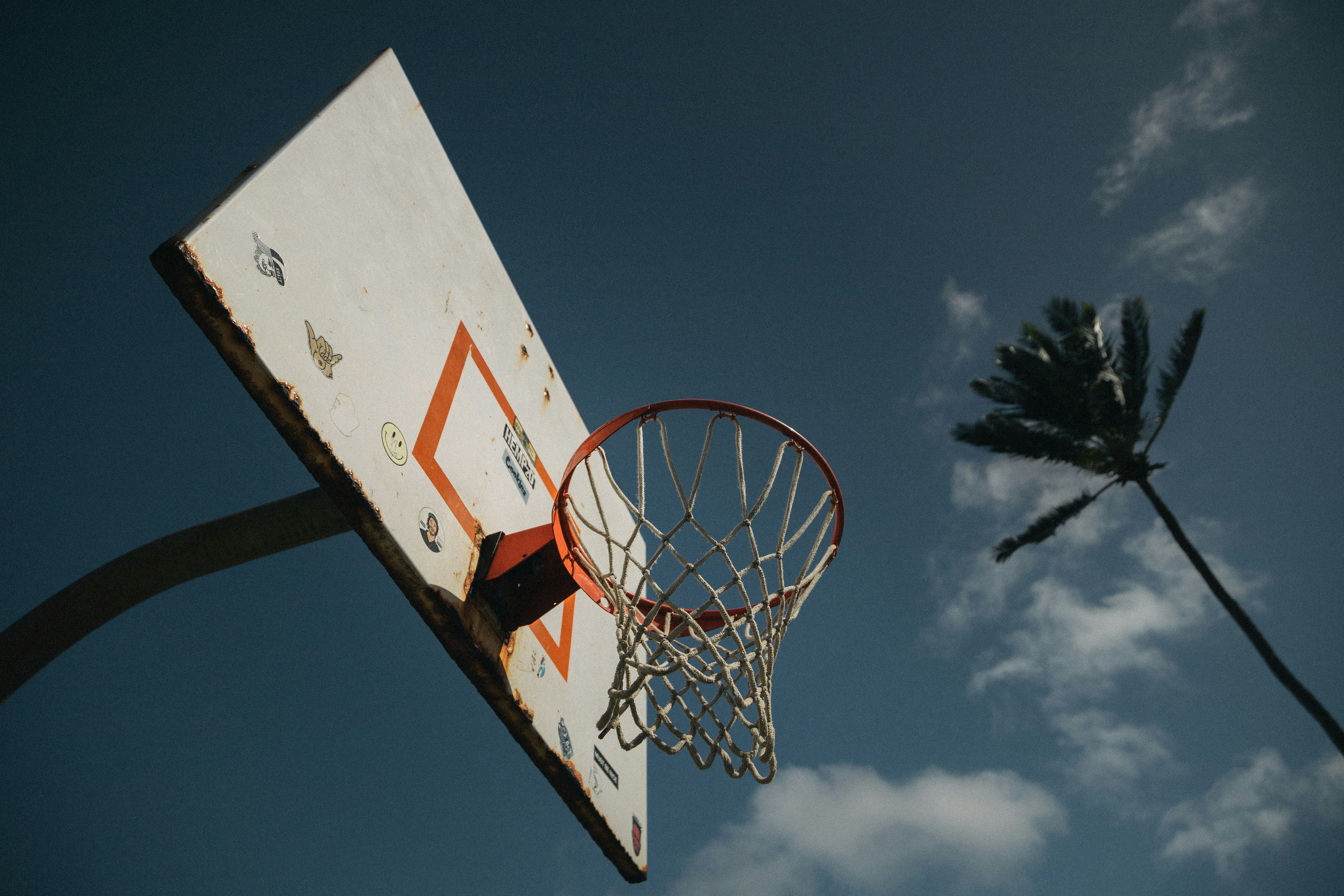 low angle photography of basketball hoop